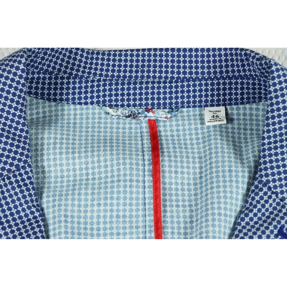 Robert Graham Mens Blue Geometric Micro Print Size 46 Sport Coat Blazer Jacket - Picture 5 of 9